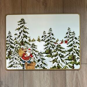 Set of 4 Williams Sonoma Cork back Placemat in Vintage Christmas